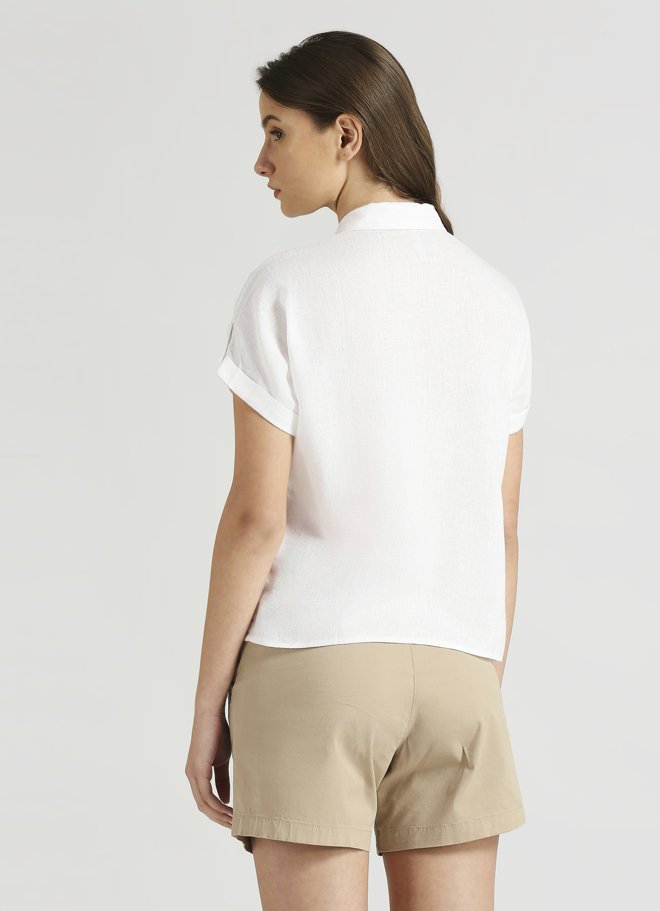 White Linen Epaulette Extended Sleeve Shirt, , large image number 2