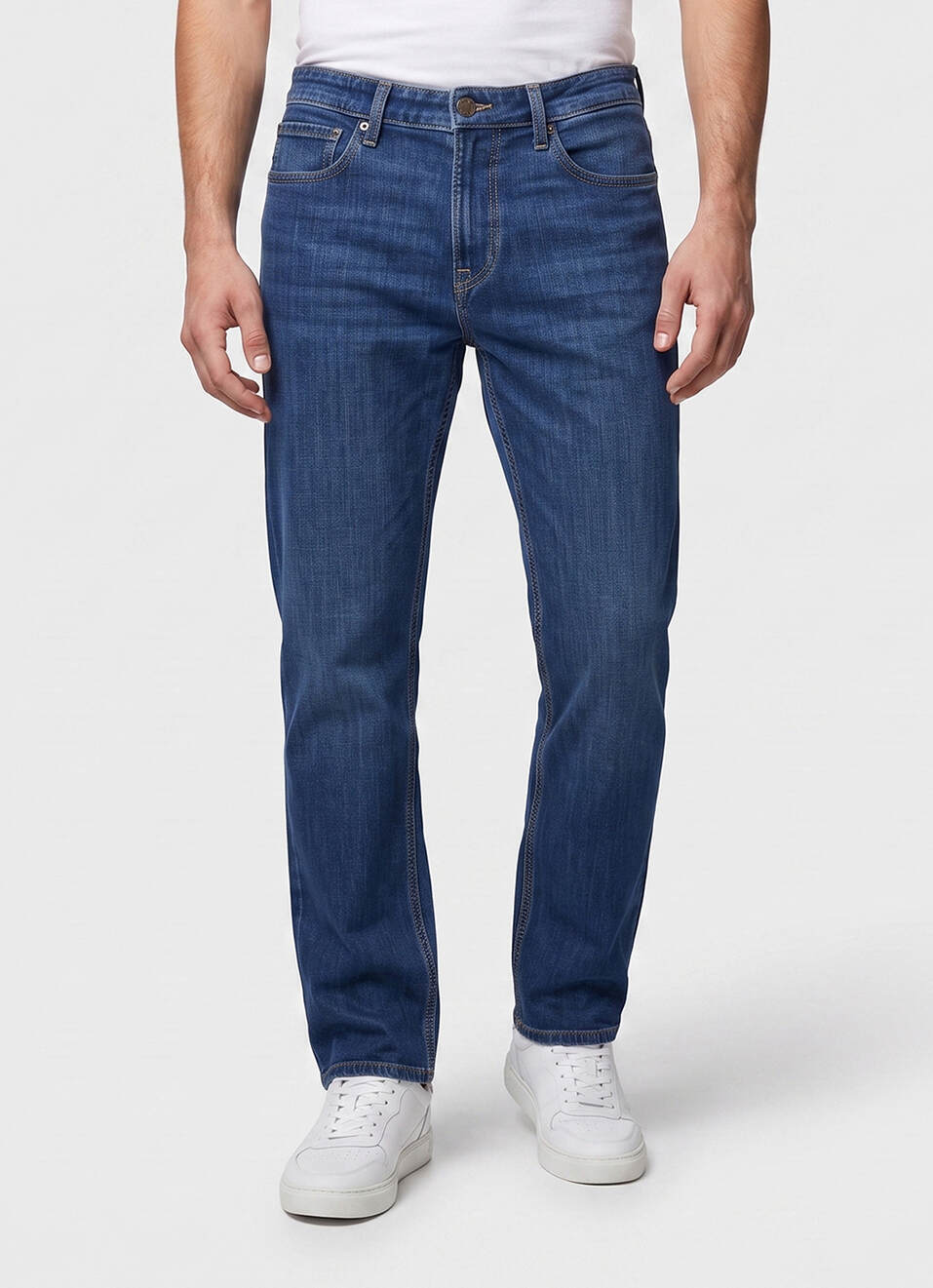 Men Blue Relaxed Straight Fit Mid Rise Jeans, , large image number 2