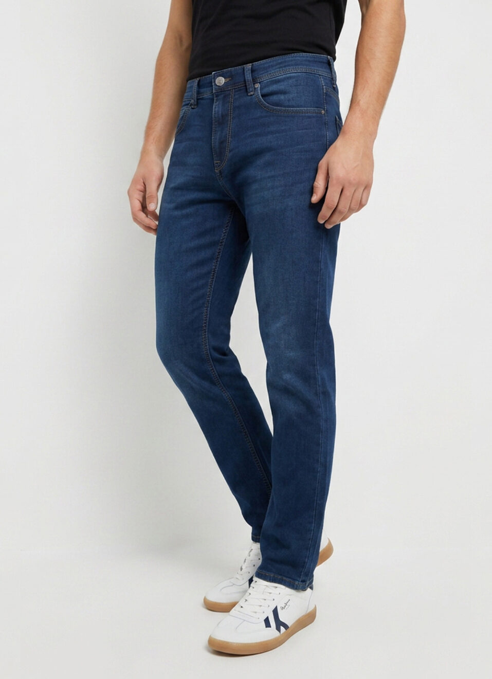 Men Blue Straight Fit Mid Rise Stretchable Jeans, , large image number 0
