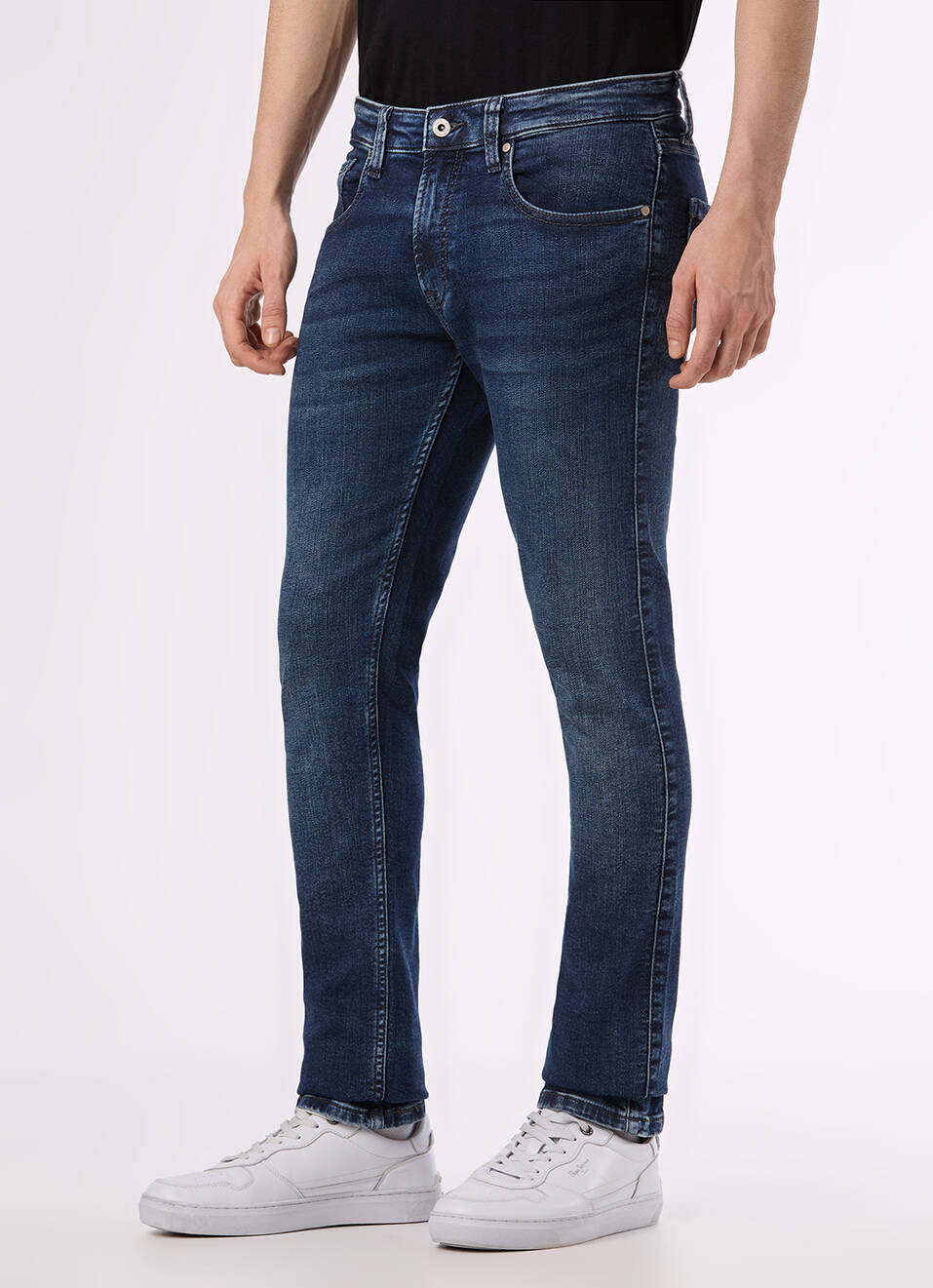 Men Blue Mid Rise Slim Fit Powerflex Jeans, , large image number 5