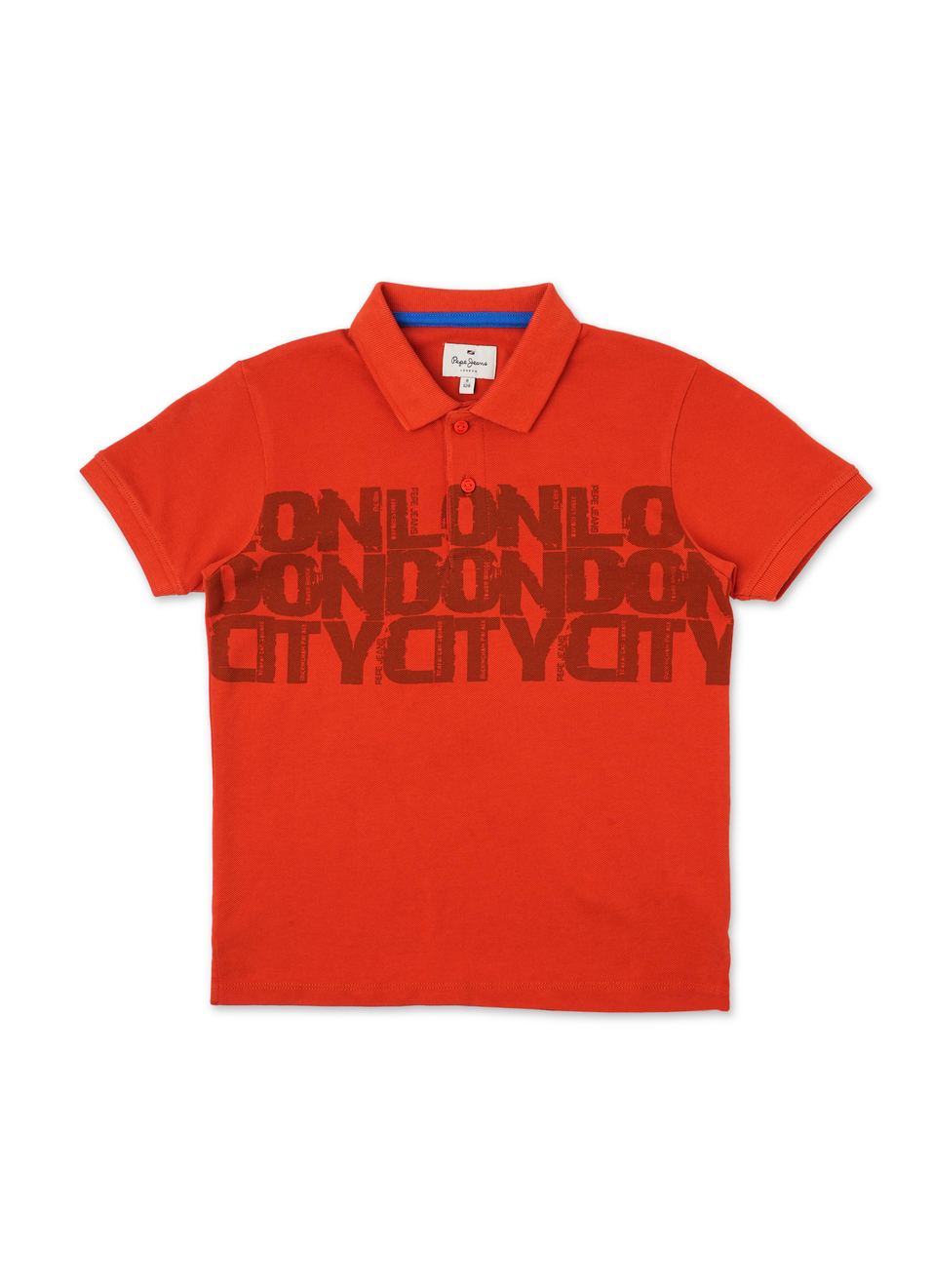 Boys Burnt Orange Typographic Print Short Sleeve Polo, , large image number 0