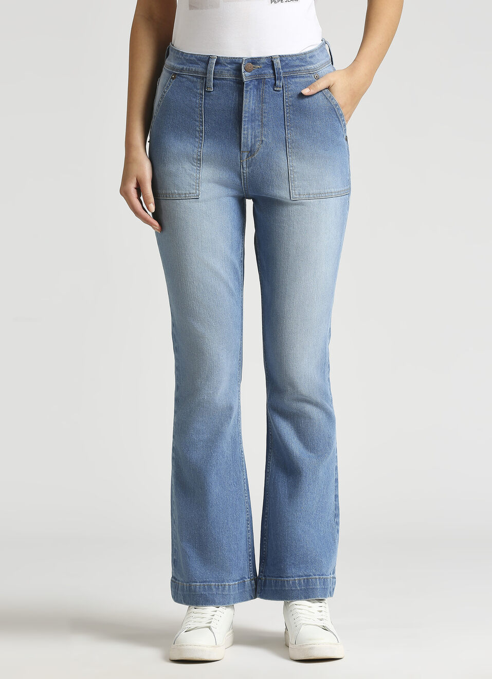 Dion Blue High Rise Flare Jeans, , large image number 1