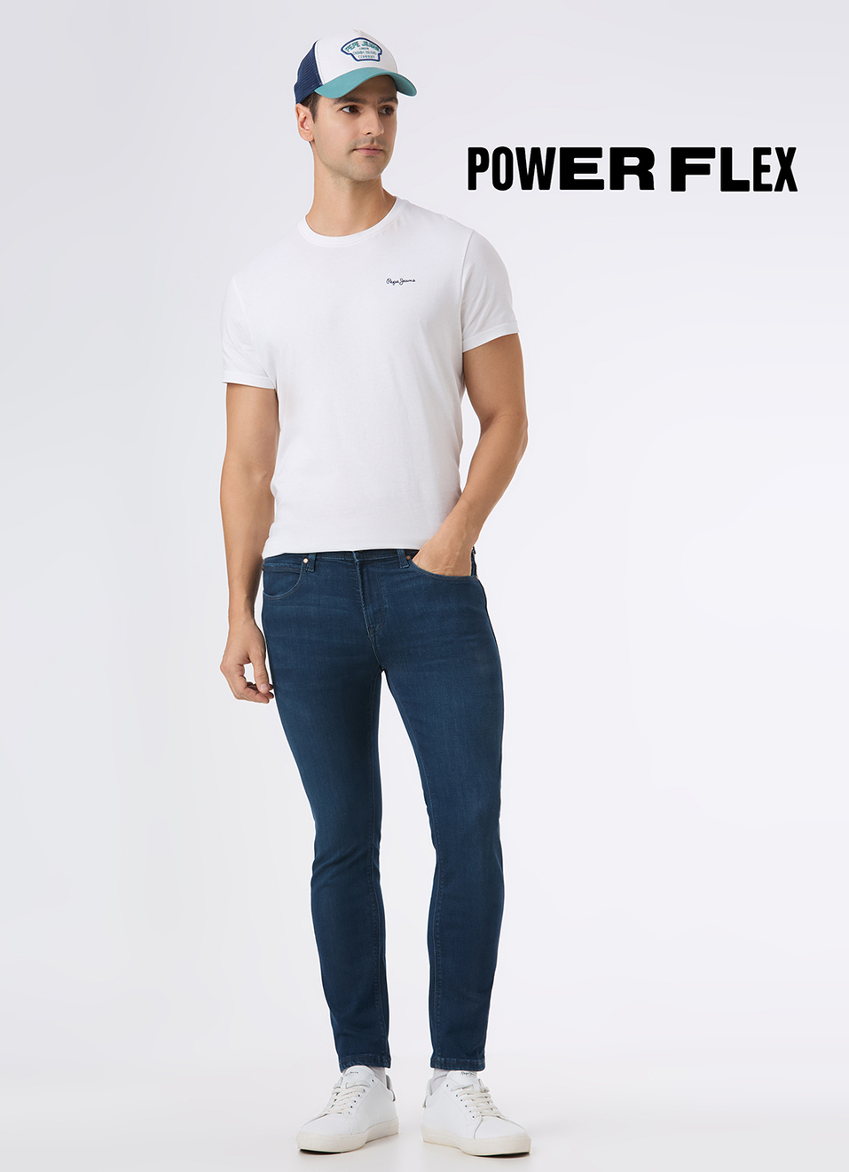 Men Blue Mid Rise Slim Fit Powerflex Jeans, , large image number 1