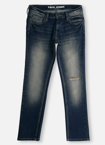 Boys Cash Dark Blue Mid Rise Slim Fit Jeans