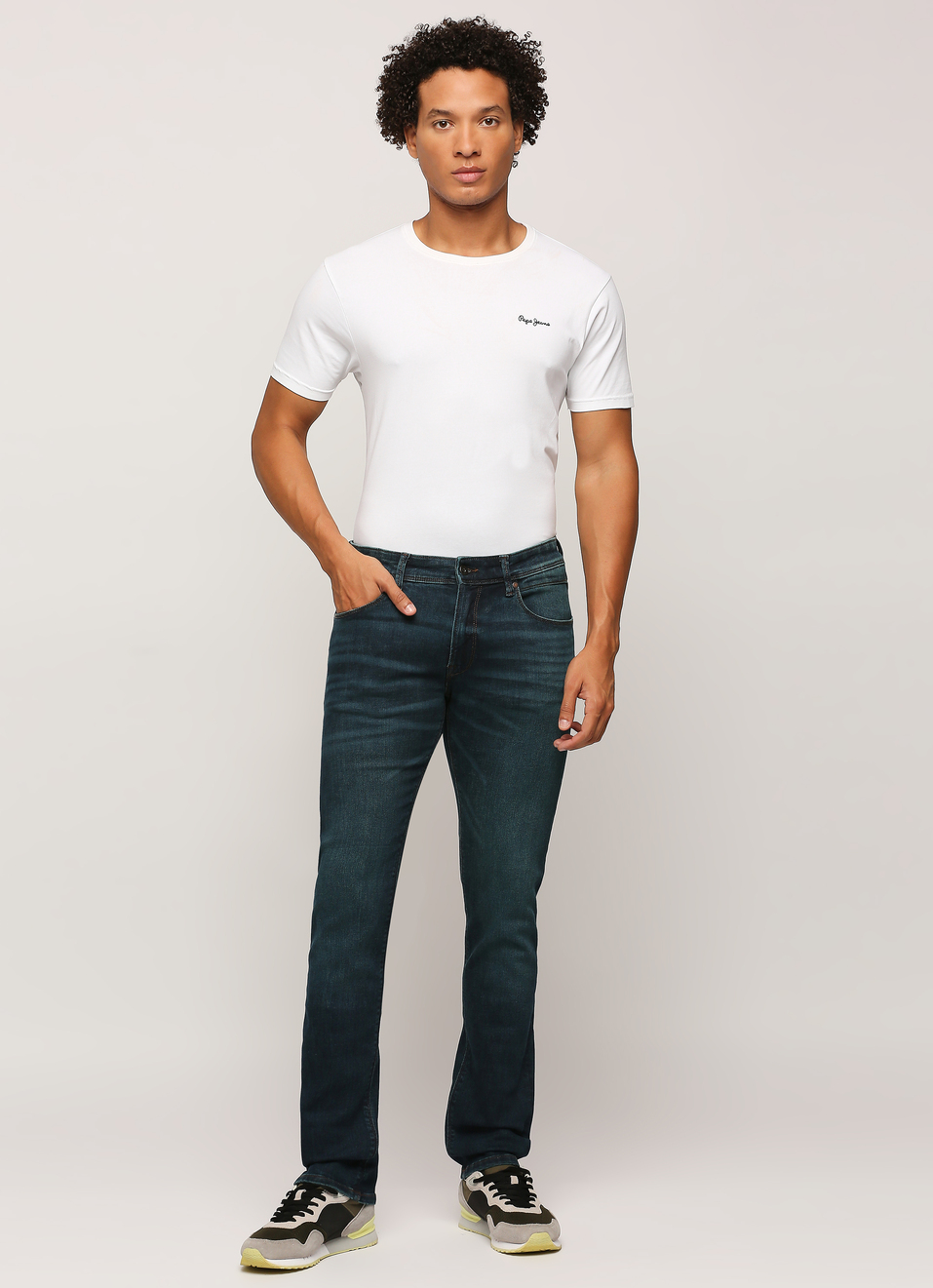 Vapour Blue Mid Waist Slim Fit Jeans, , large image number 6