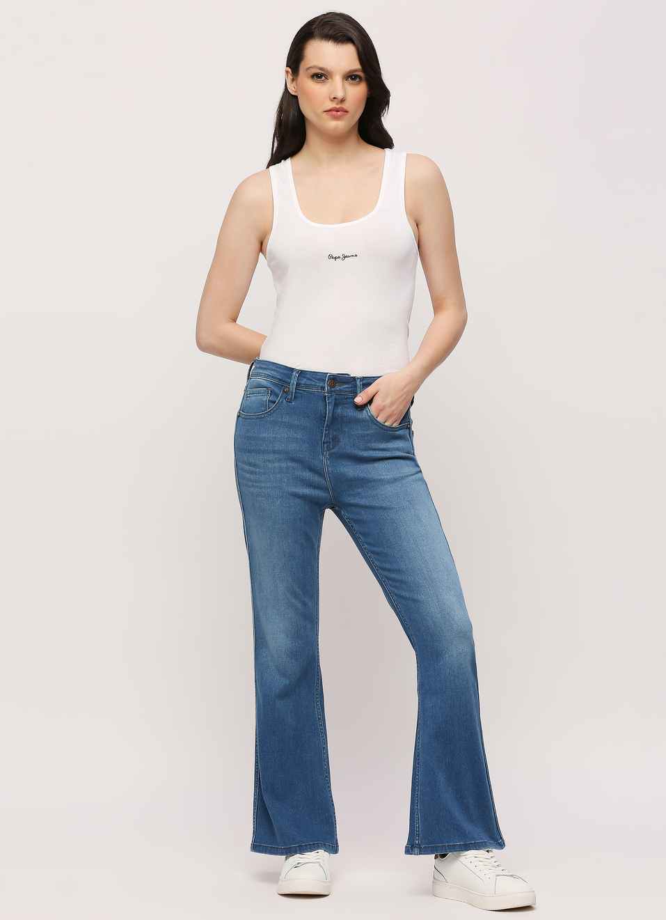 Dion Blue High Rise Flare Jeans, , large image number 7