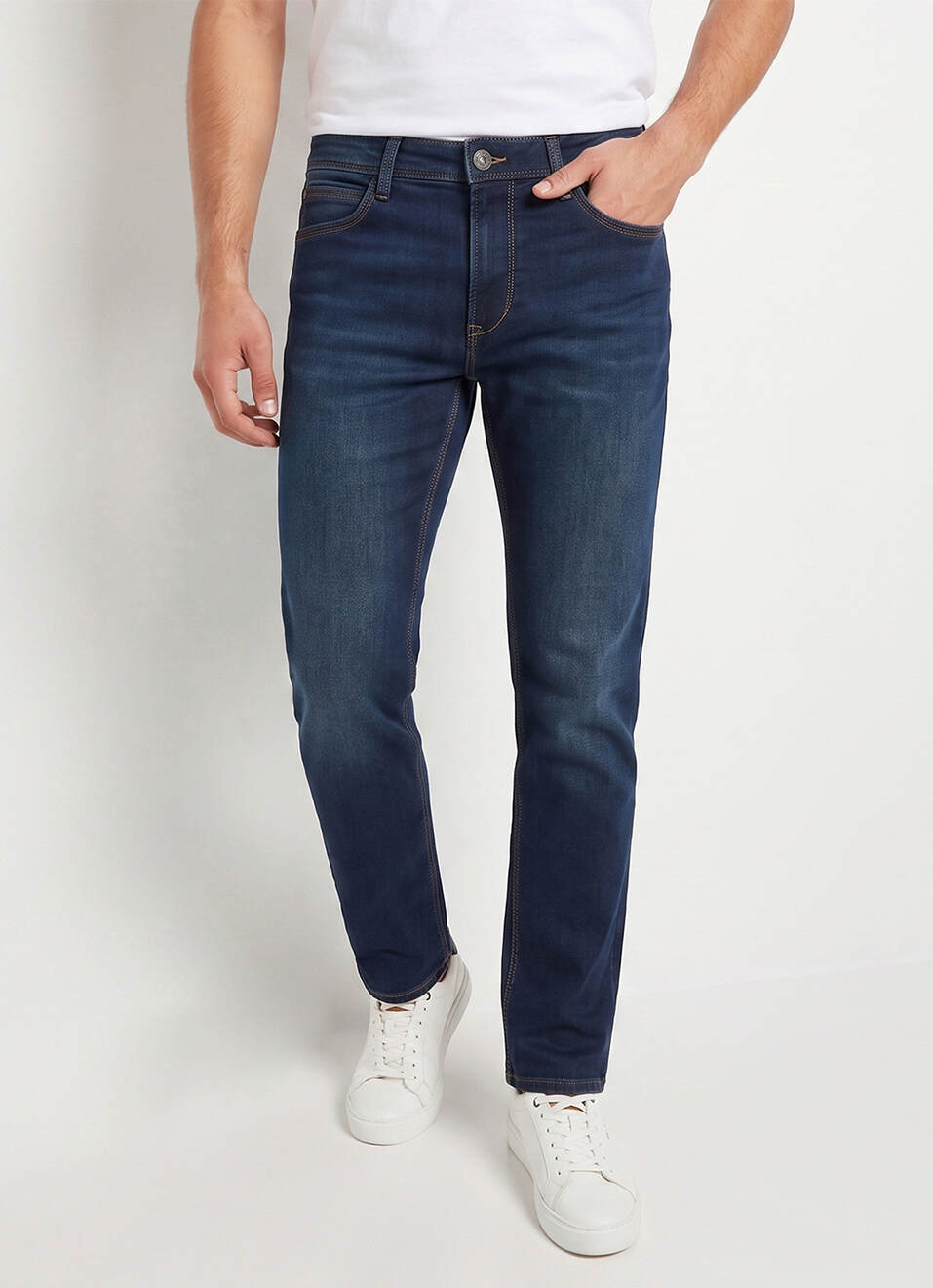 Men Blue Straight Fit Mid Rise Stretchable Jeans, , large image number 2