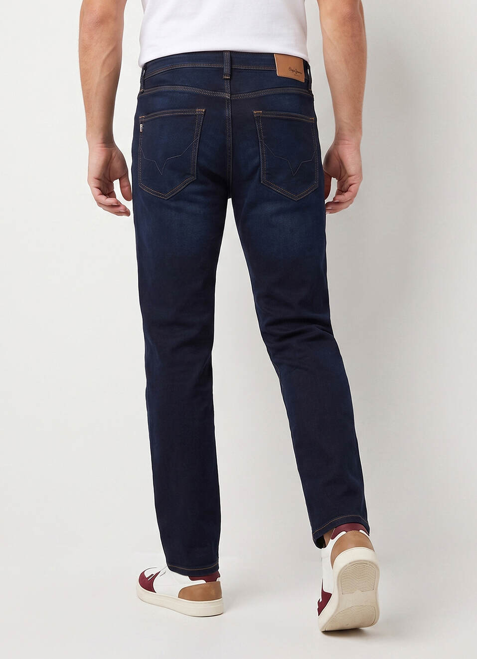 Men Blue Straight Fit Mid Rise Stretchable Jeans, , large image number 3