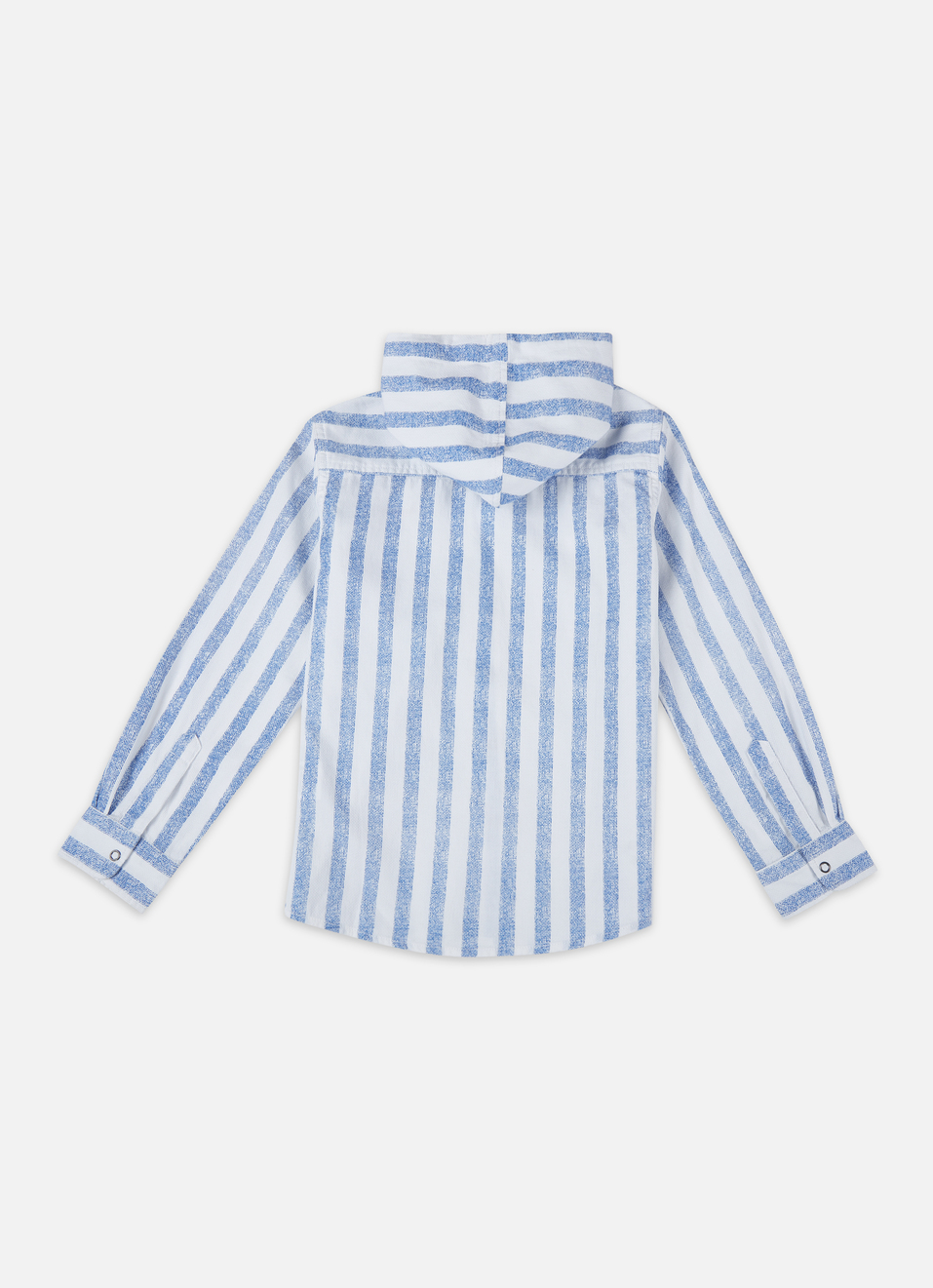 Boys Blue Vertical Stripe Hooded Shirt, , large image number 1