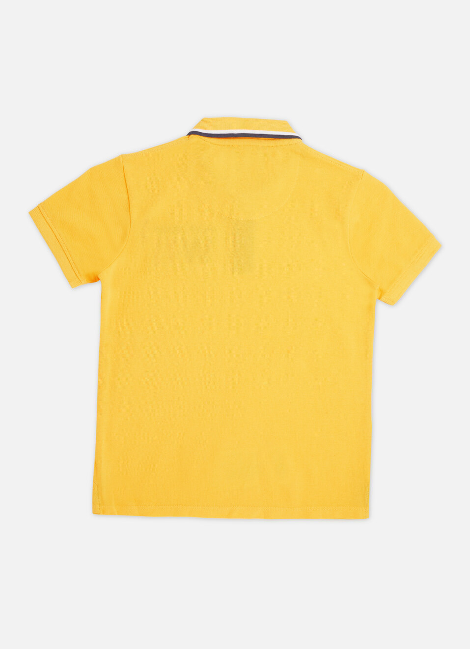 Boys Yellow Ribbed Collar Short Sleeve Polo, , large image number 1