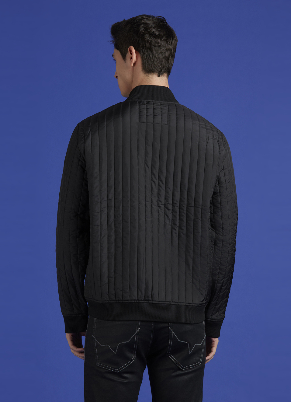 Black High Neck Full Sleeve Bomber Jacket, , large image number 2