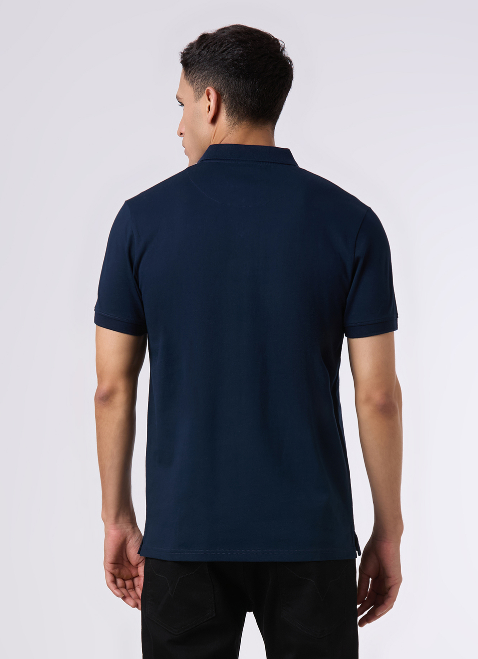 Men Navy Regular Fit Striped Polo, , large image number 2