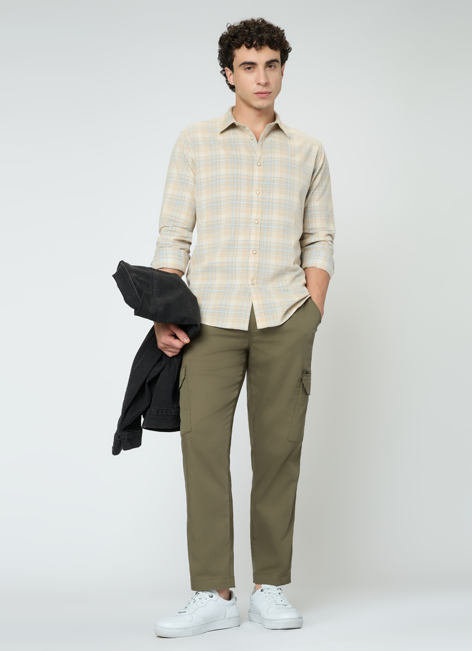 Men Beige Check Full Sleeve Shirt, , large image number 5