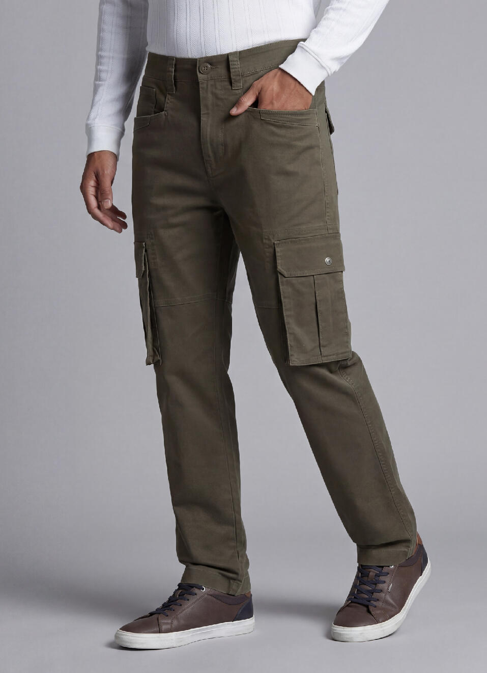 Olive Mid Waist Overdyed Cargo, , large image number 0
