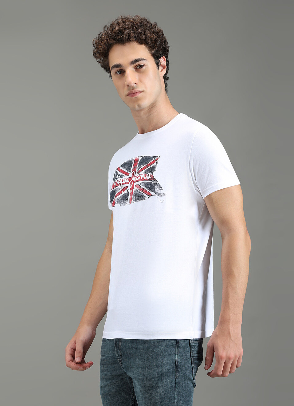 Men White Graphic Slim Fit T-shirt, , large image number 7