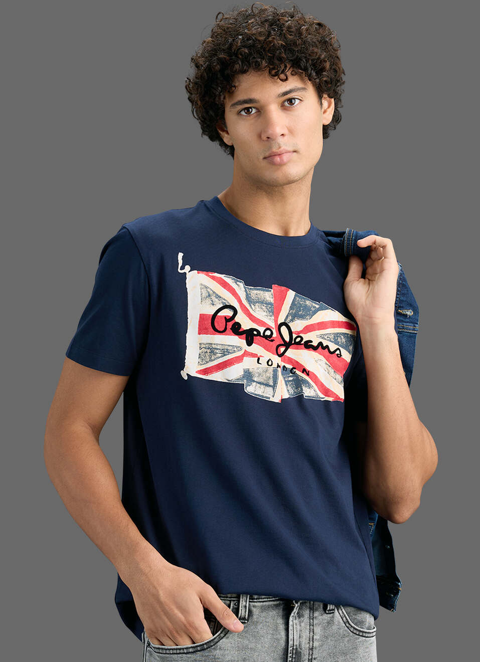 Men Navy Slim Printed T-shirt, , large image number 0