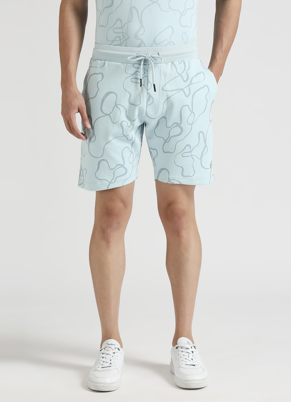 Pale Blue All Over Print Shorts , , large image number 1