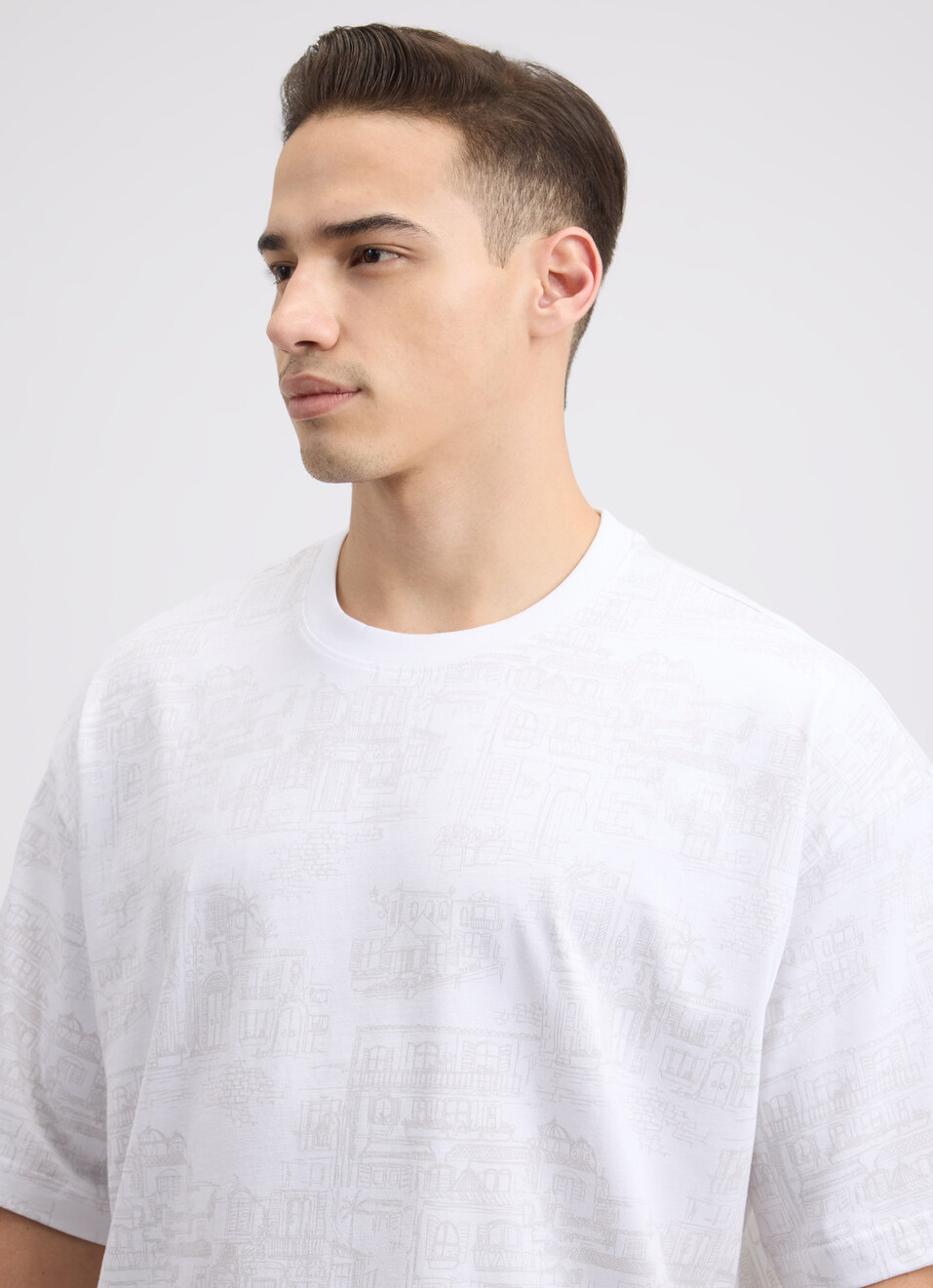 Men White Graphic Print Short Sleeve Oversized T-shirt, , large image number 4