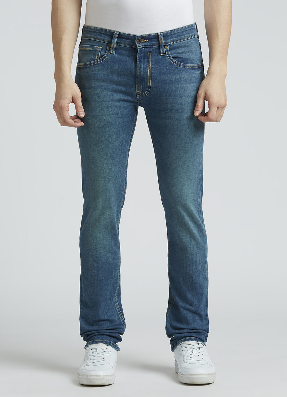 Vapour Blue Mid Rise Slim Jeans, , large image number 2
