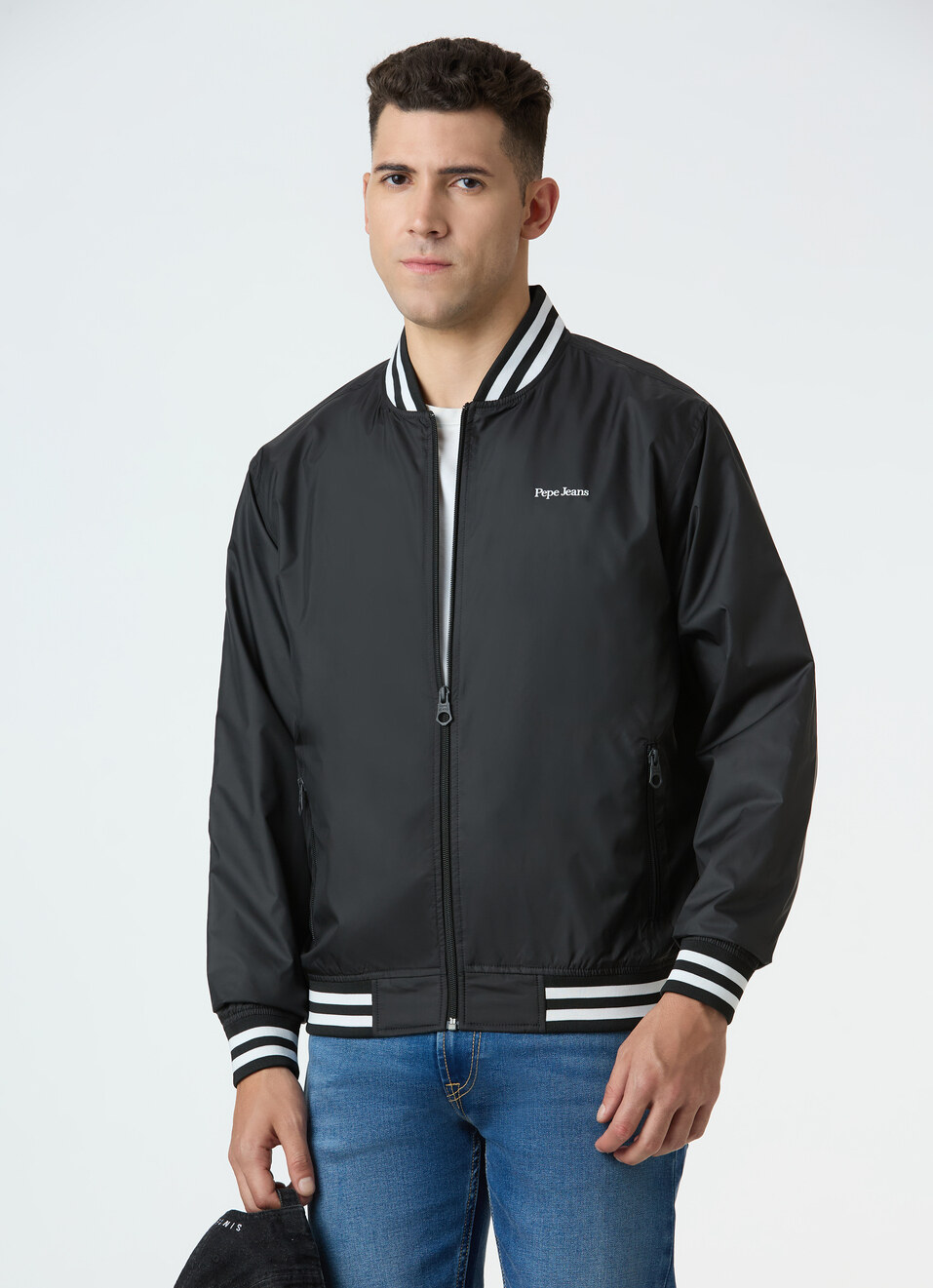 Men Black Full Sleeve Lightweight Jacket, , large image number 0