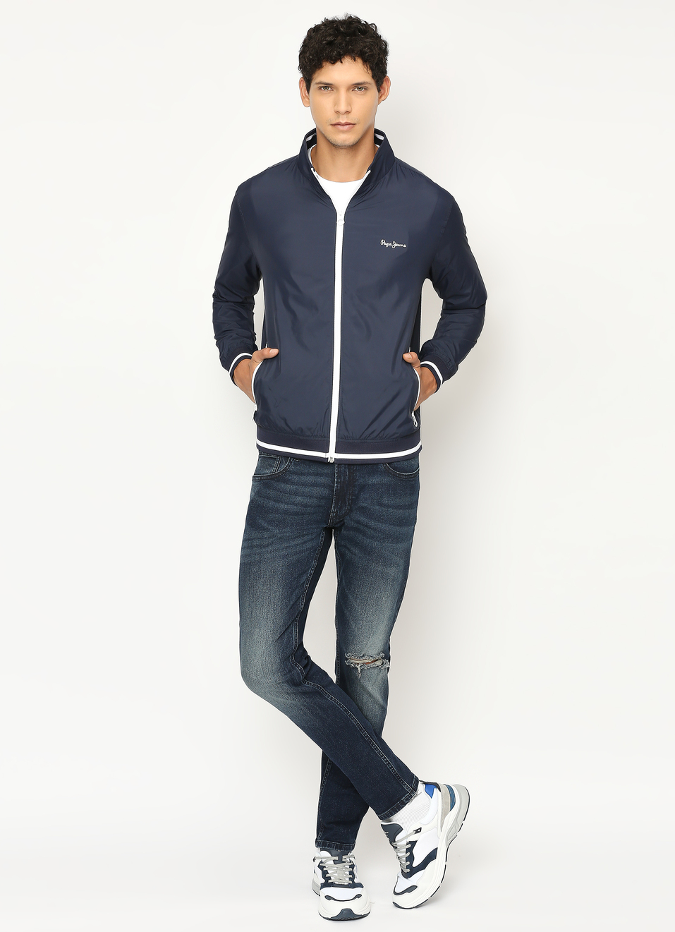 NAVY LIGHTWEIGHT FULL SLEEVE JACKET, , large image number 6
