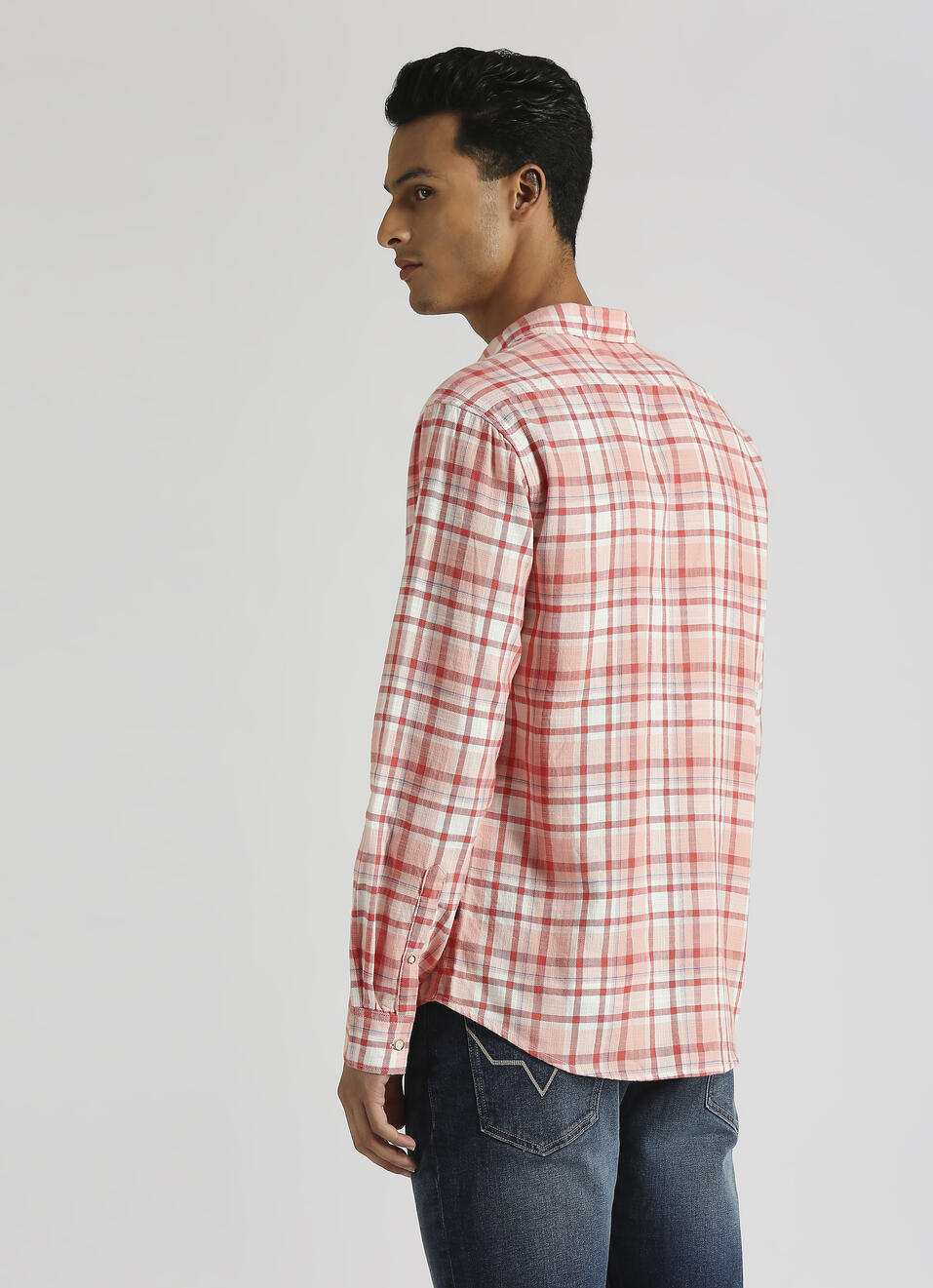 Peach Checks Yarn Dyed Long Sleeve Shirt, , large image number 2