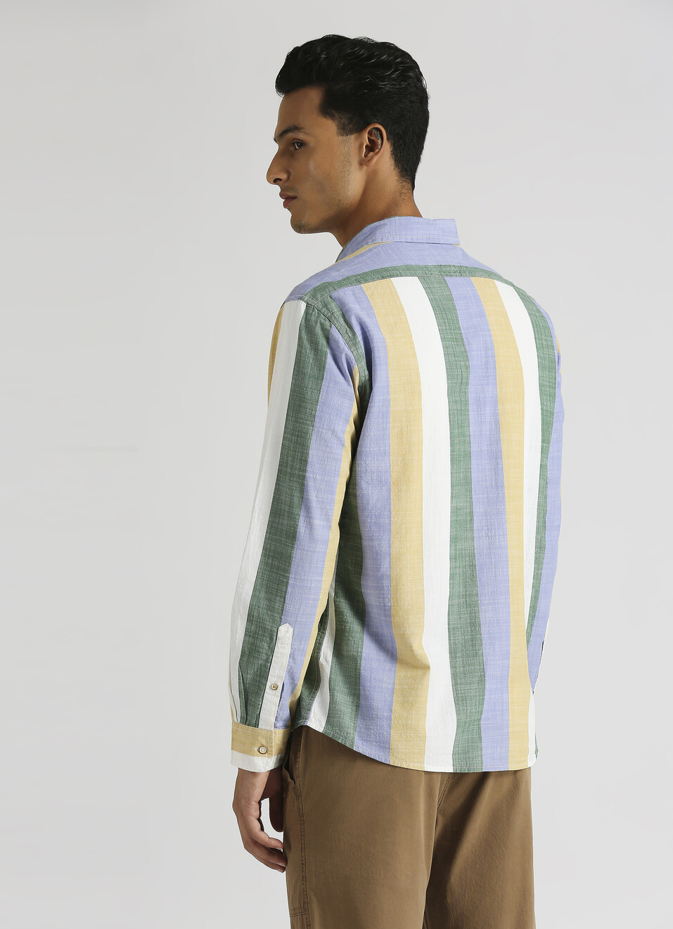 Yellow Broad Stripes Long Sleeve Shirt, , large image number 2