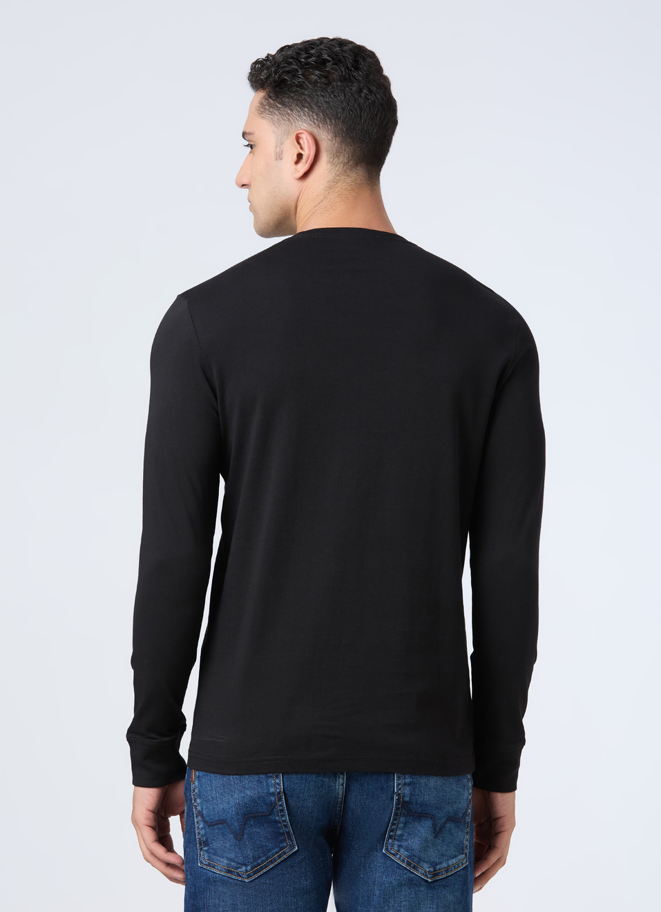 Men Black Logo Print Full Sleeve T-shirt, , large image number 2