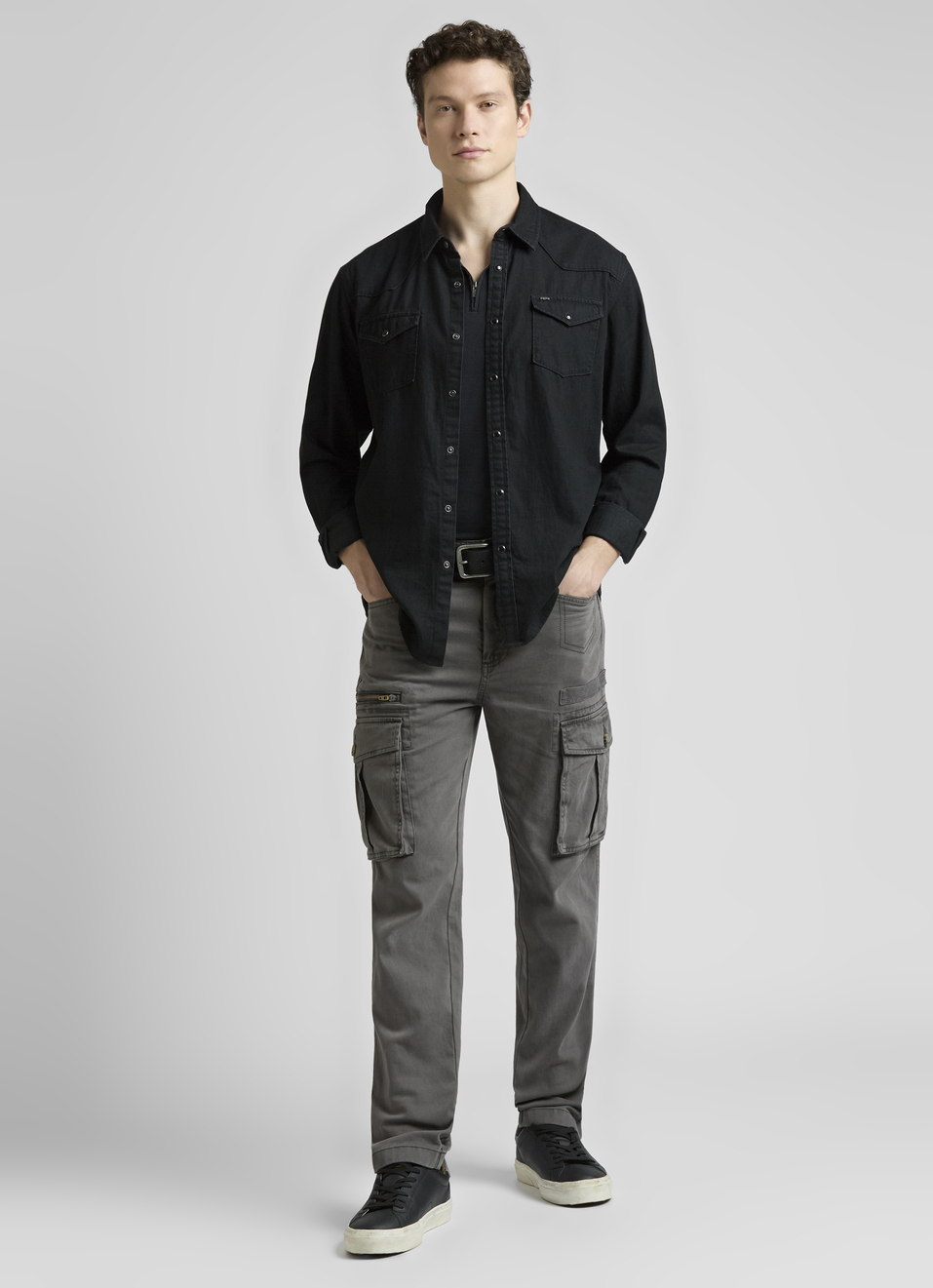 Black Solid Full Sleeves T-shirt, , large image number 5