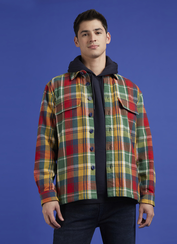 Red Checked Full Sleeve Oversized Shirt