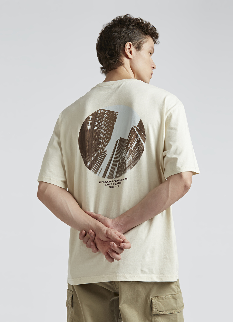 Ivory Oversized Back Print Short Sleeve T-shirt, , large image number 0