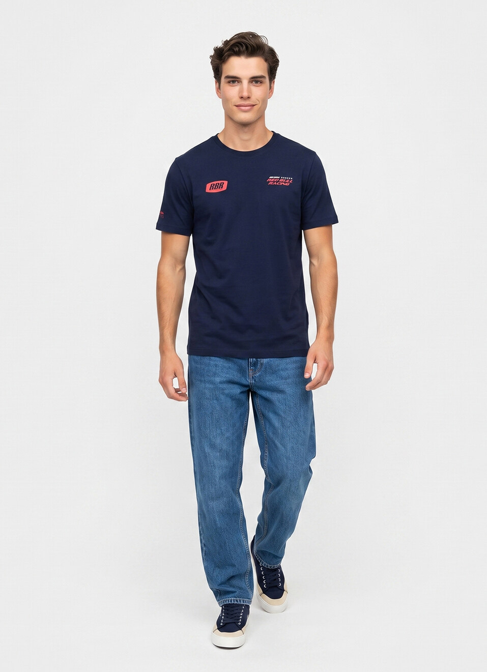 Men Blue Back Print Crew Neck T-shirt, , large image number 1