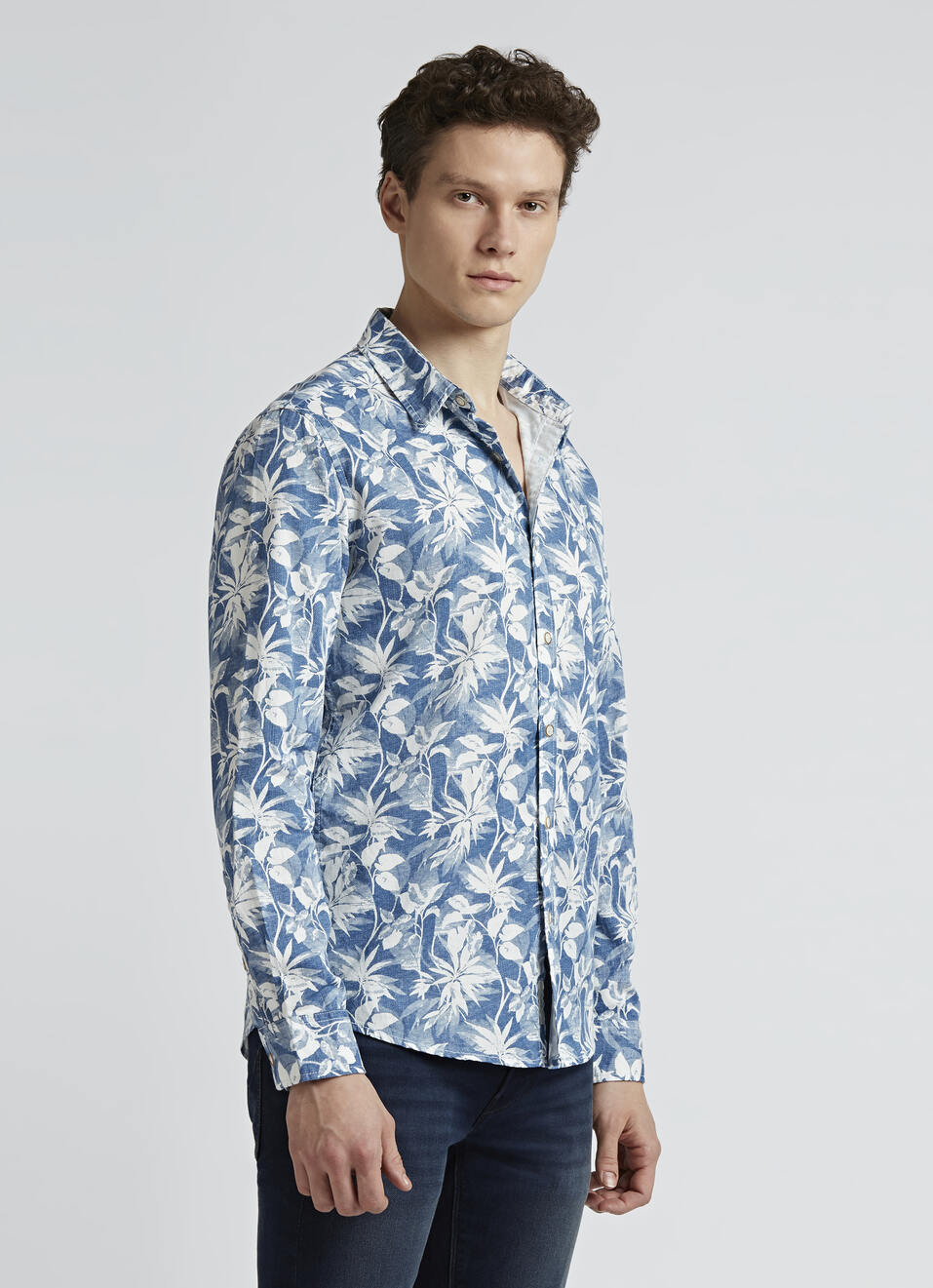 Blue Floral Print Full Sleeve Shirt, , large image number 3
