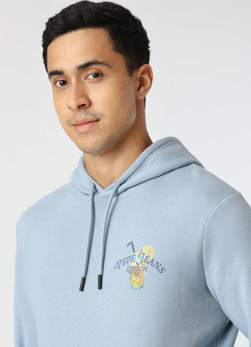 Men Blue Graphic Print Regular Fit Cotton Hoodie, , large image number 4