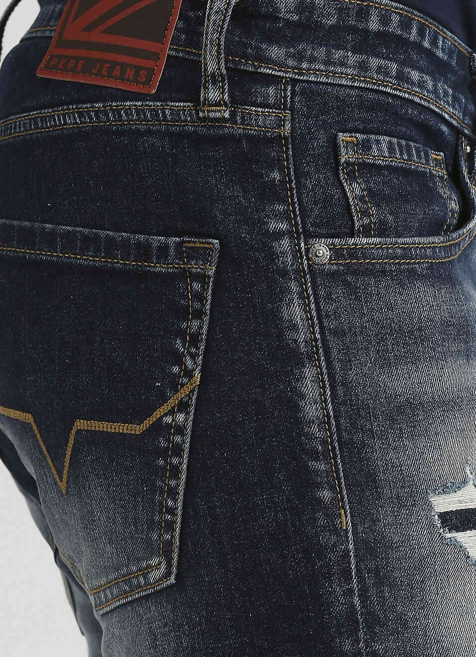 Vapour Dark Blue Low Rise Tapered Jeans, , large image number 4