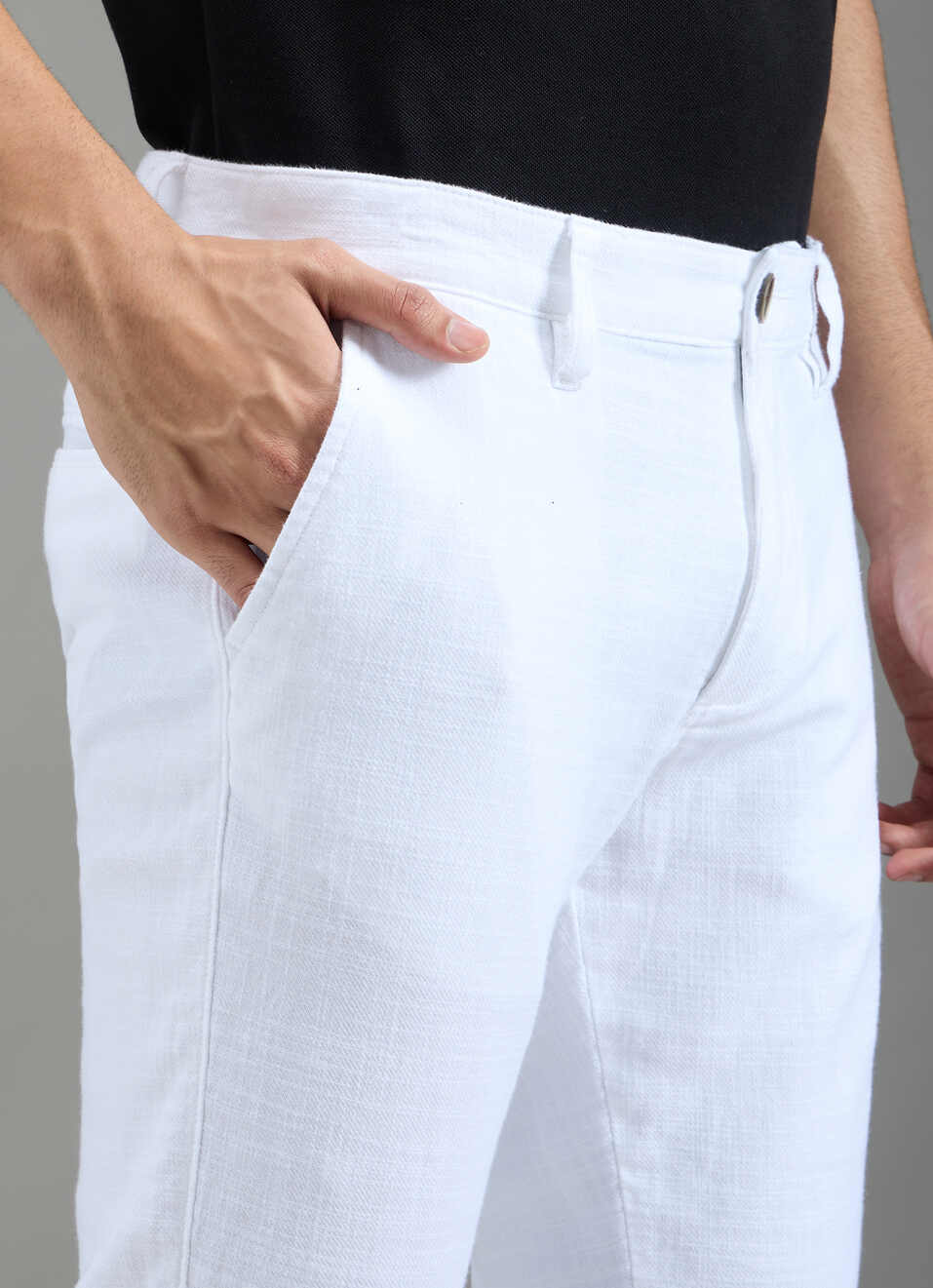 Men White Mid Rise Chinos Pants, , large image number 4