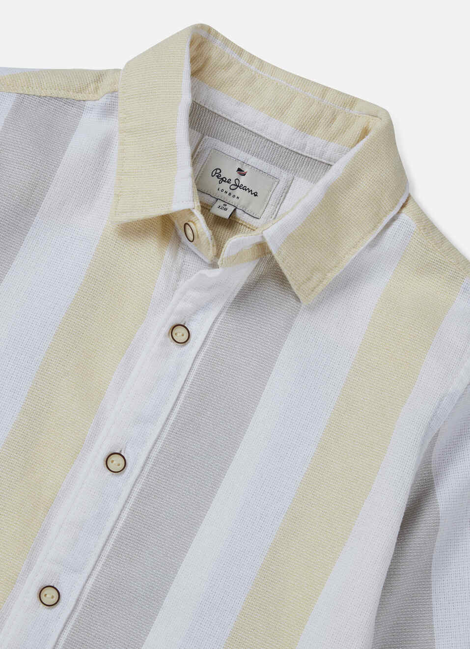 Boys Yellow Vertical Stripe Full Sleeve Shirt, , large image number 2
