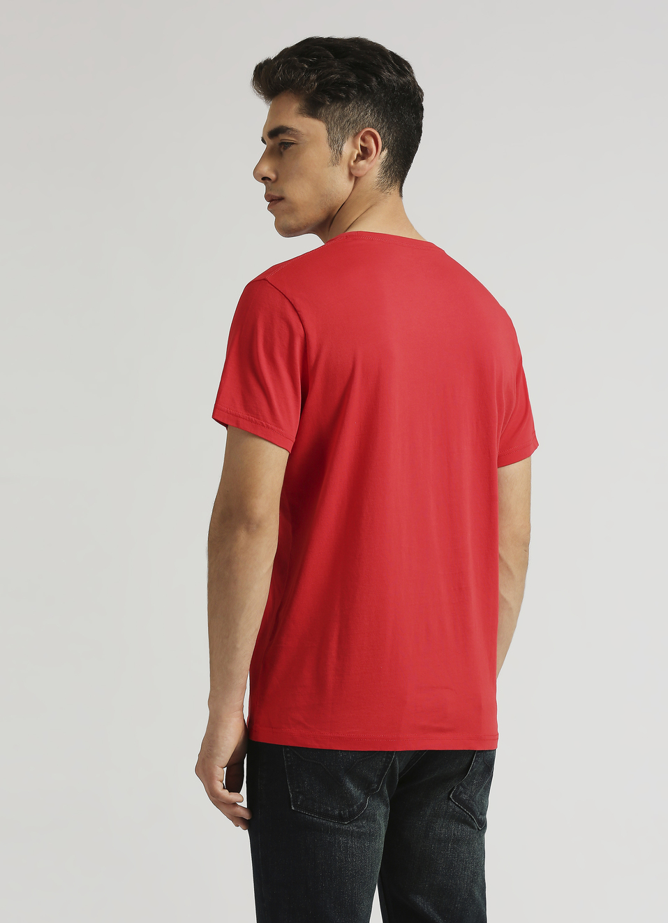 Red Sheet Transfer Print Short Sleeve T-shirt, , large image number 2