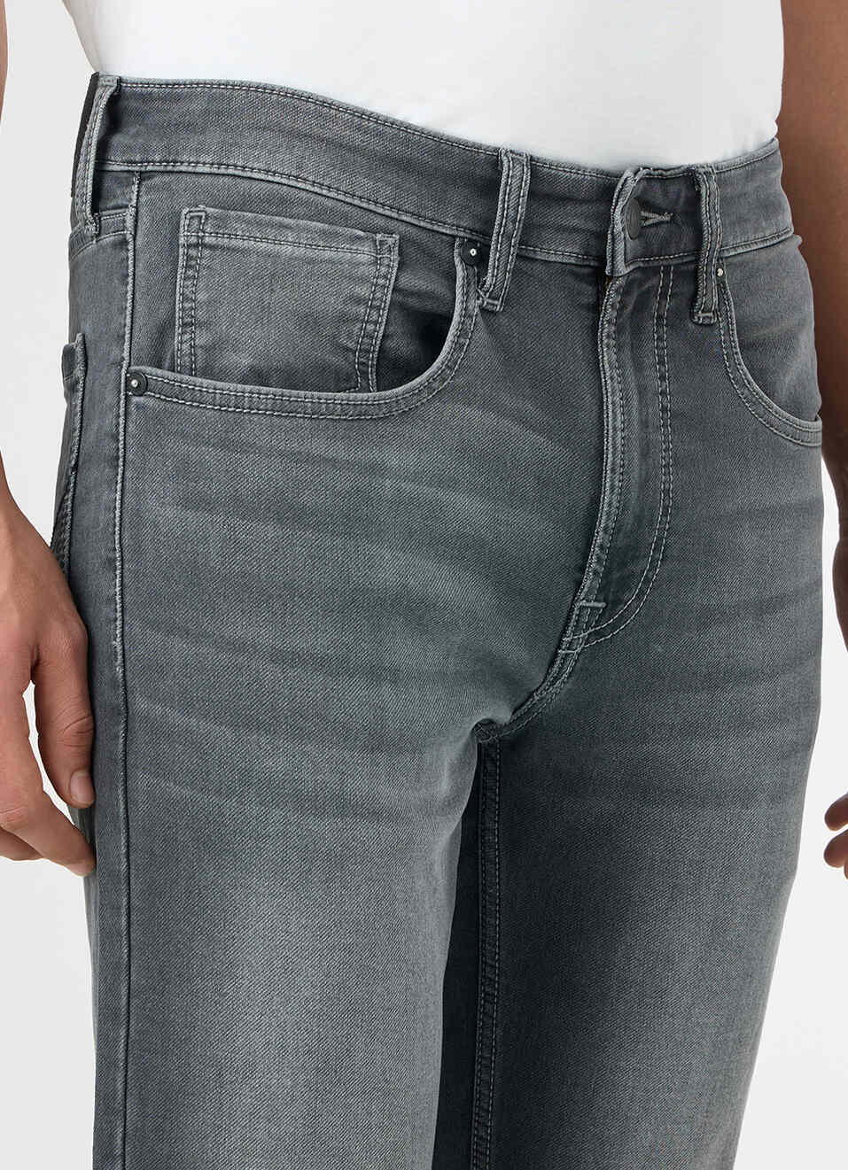 Men Grey Mid Rise Slim Fit Jeans, , large image number 4