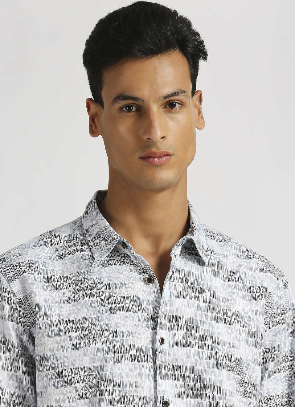 Grey All Over Print Twill Long Sleeve Shirt, , large image number 4
