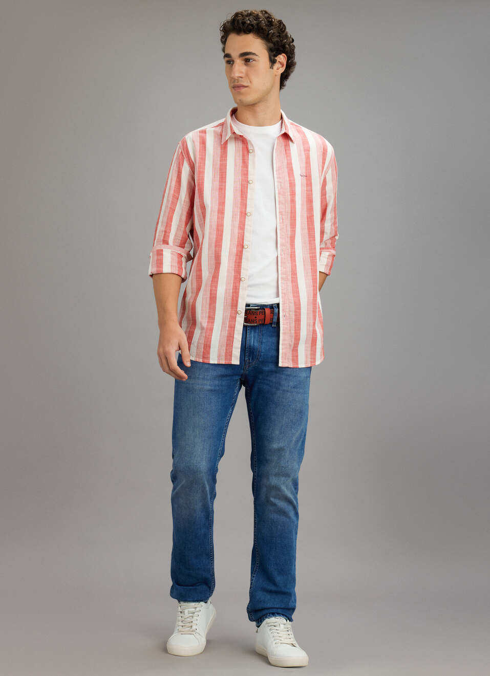 Men Red Striped Shirt, , large image number 2