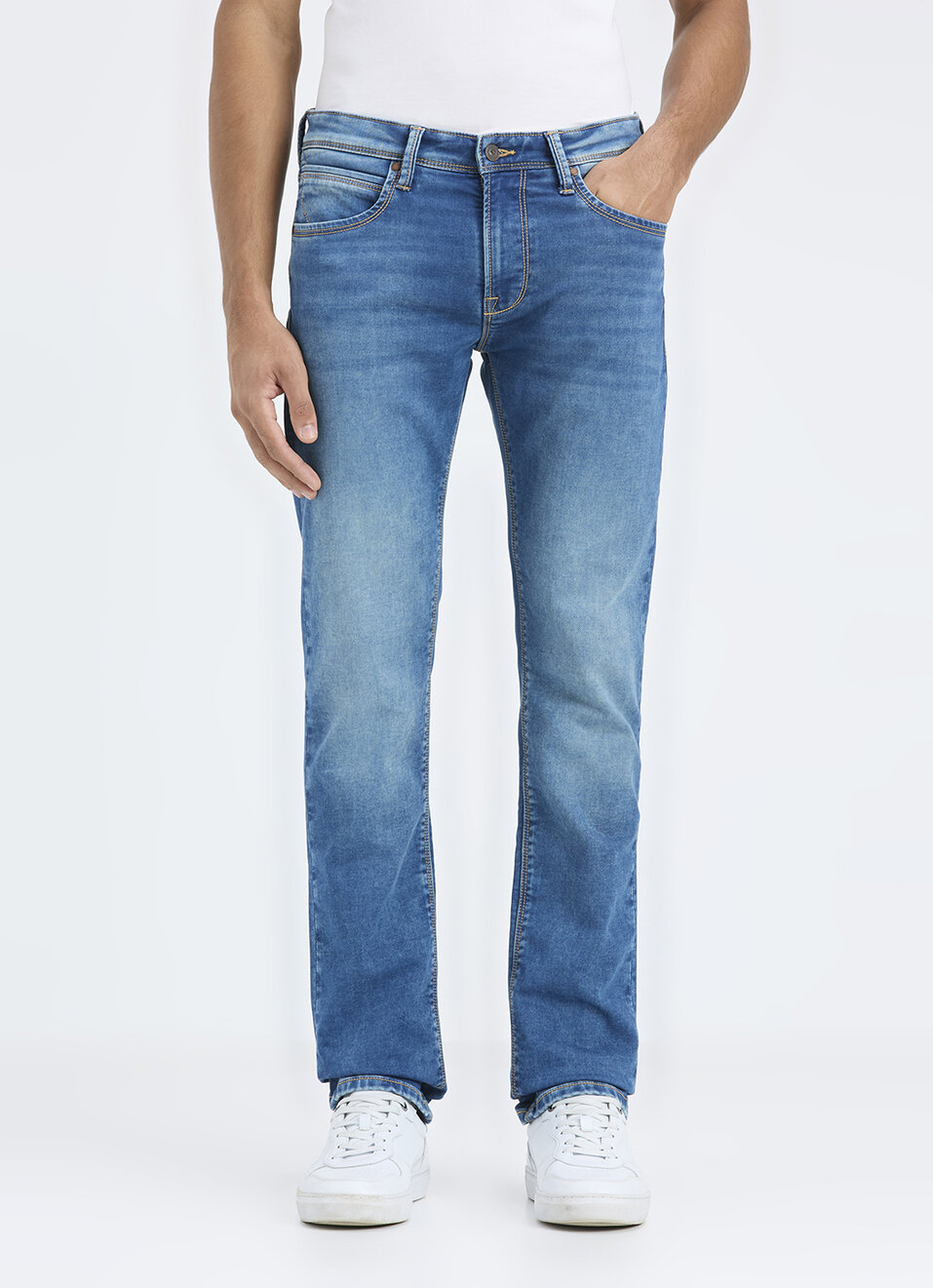 Men Green Mid Rise Slim Fit Gymindigo Jeans, , large image number 5