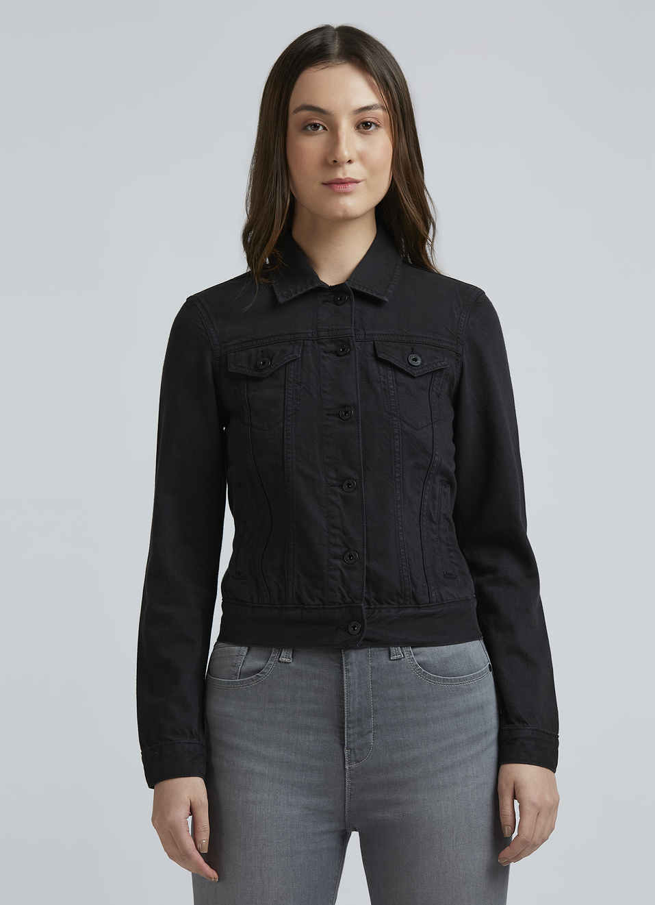 Black Full Sleeve Denim Jacket, , large image number 1