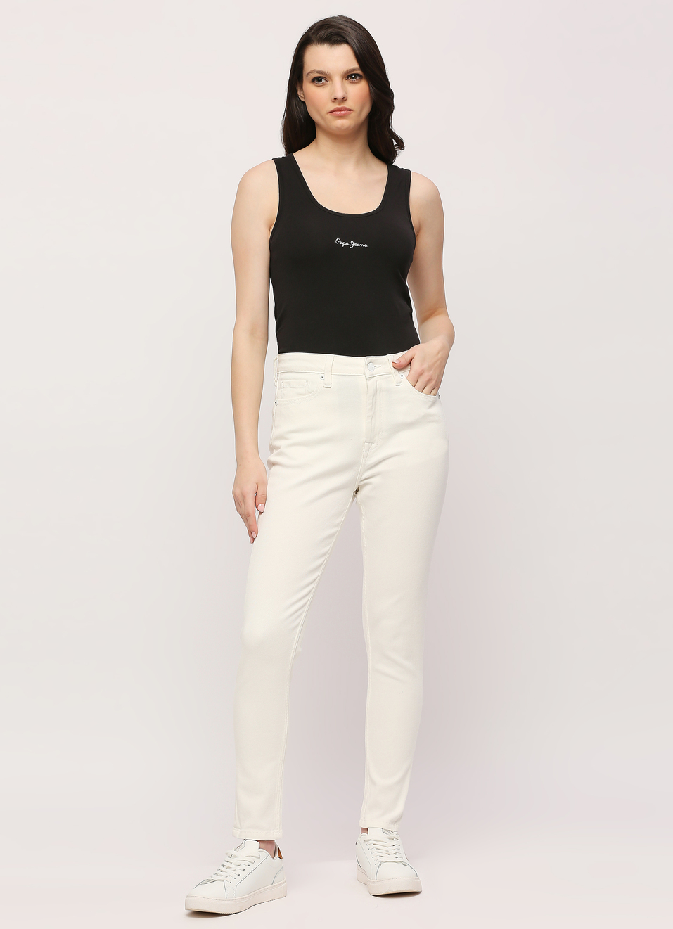 Dion White High Rise Skinny Fit Jeans, , large image number 5