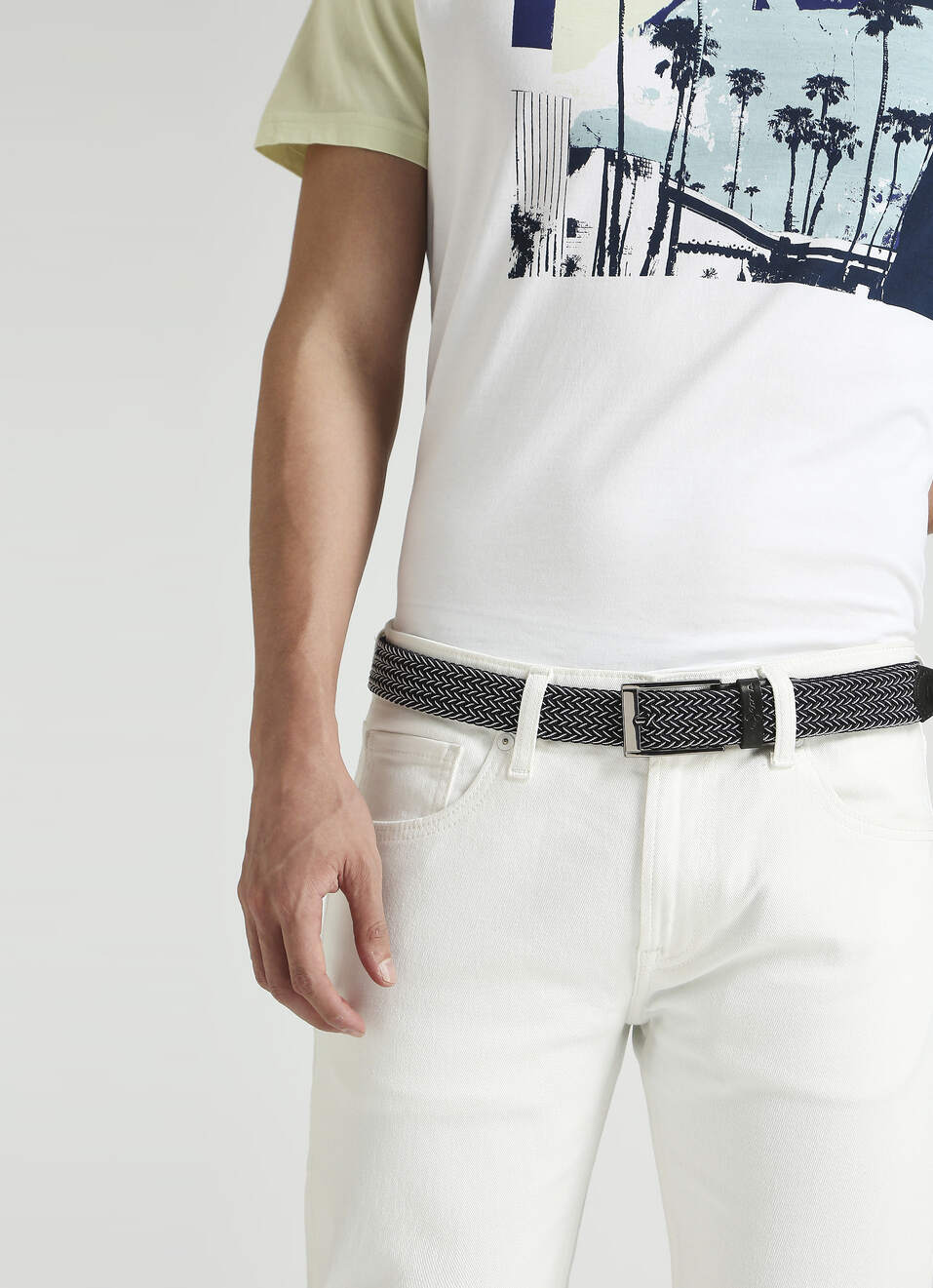 Black Elasticated Webbing Belt, , large image number 3