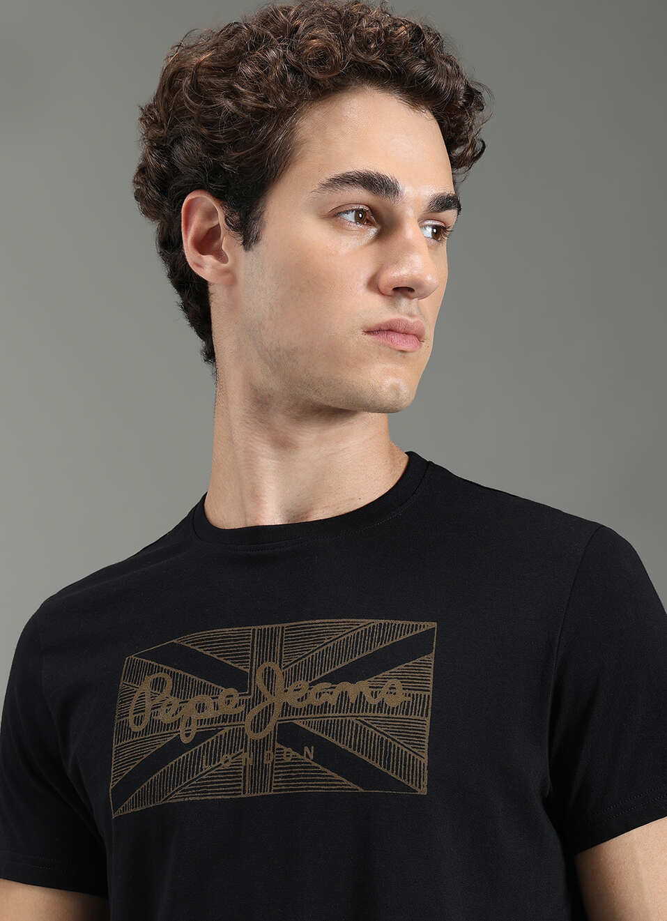 Men Black Slim Fit Graphic T-shirt, , large image number 4