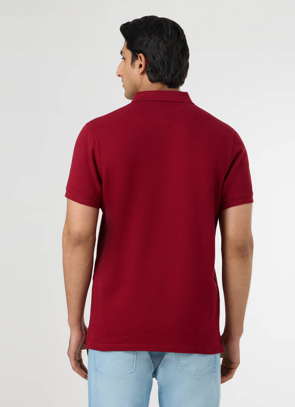 Men Red Polo Collar T-shirt, , large image number 2