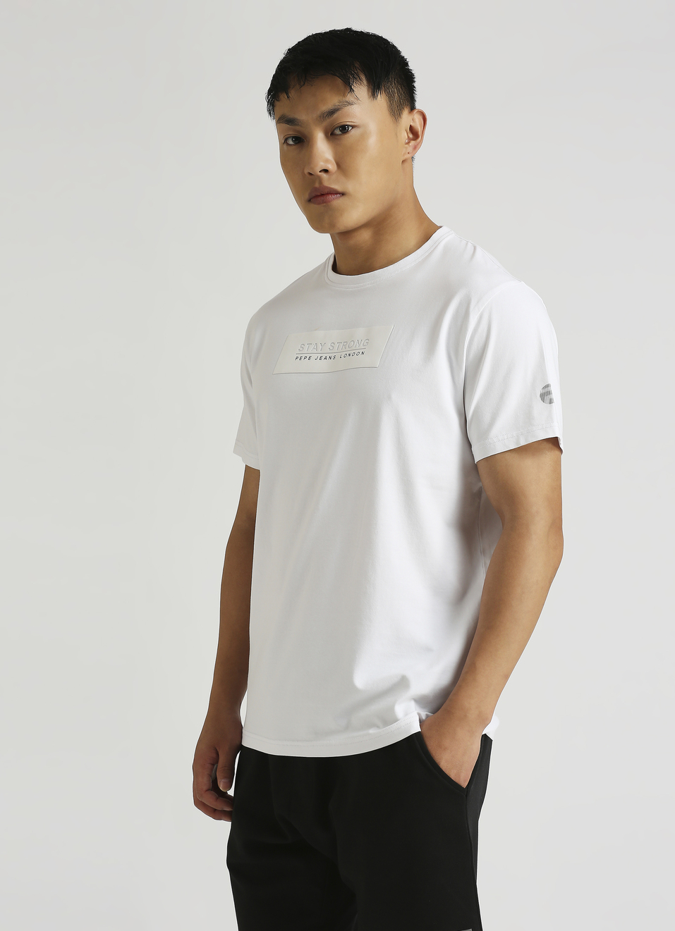 White Slogan Print Stretch T-shirt, , large image number 3
