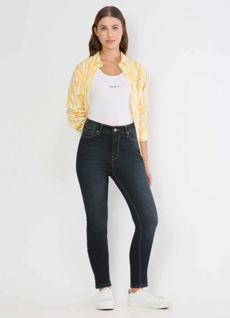 Women Dark Used Skinny Jeans, , large image number 0
