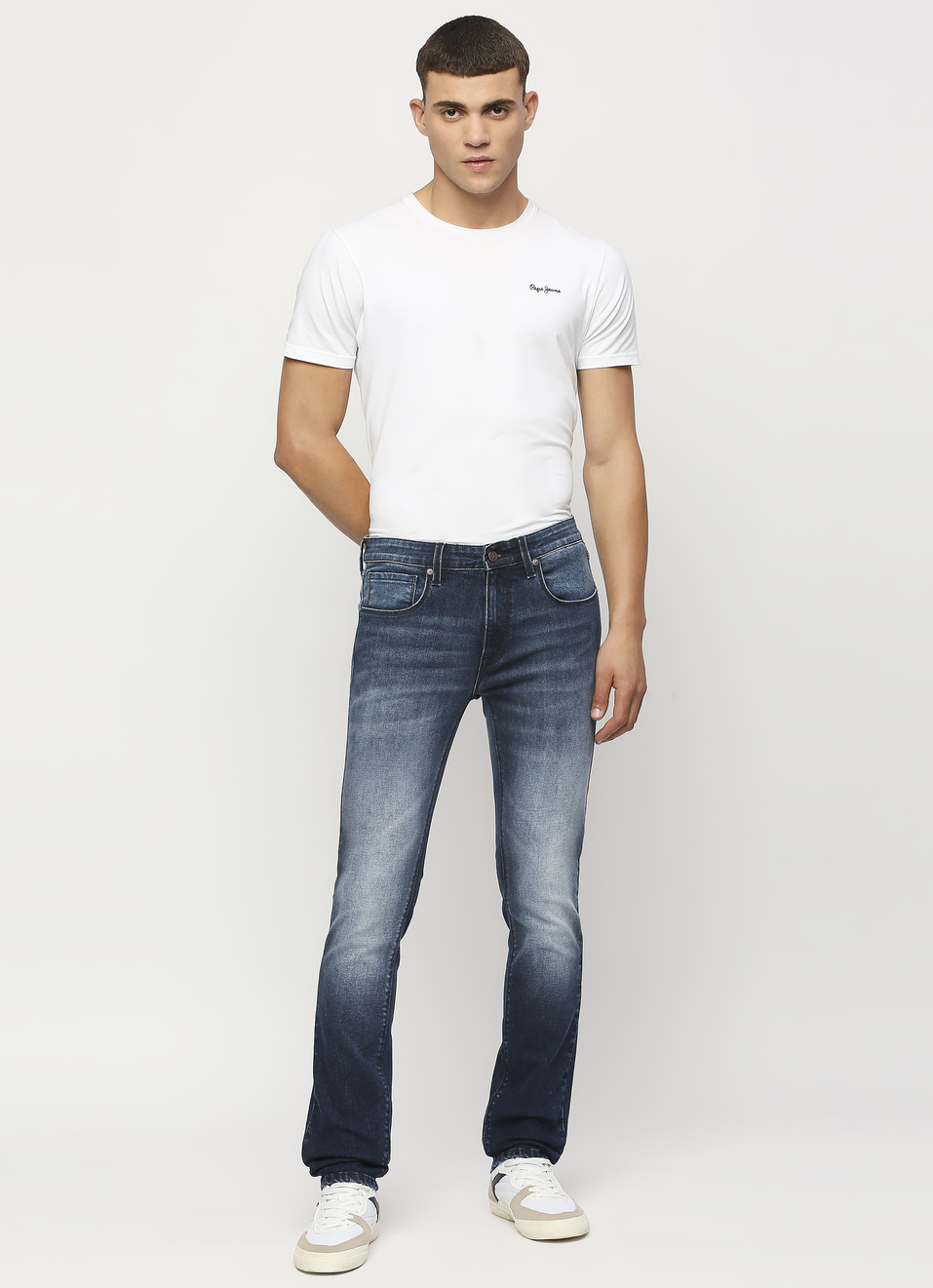 Vapour Dark Blue Mid Rise Slim Fit Jeans, , large image number 5
